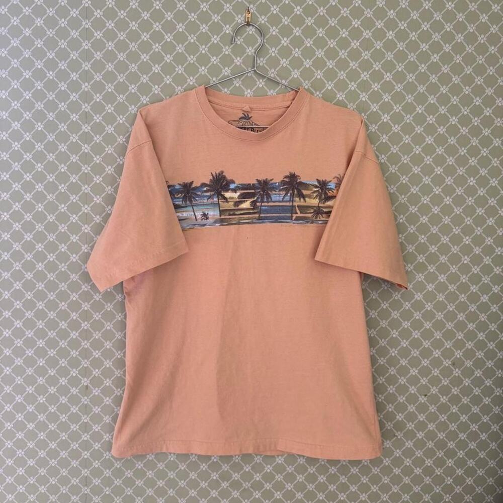 Vintage Newport Blue yellow palm tree graphic t shirt